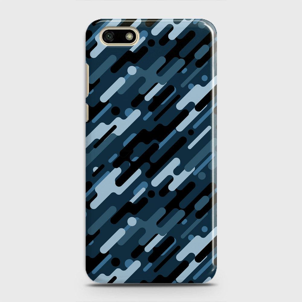 Huawei Y5 Prime 2018 Cover - Camo Series 3 - Black & Blue Design - Matte Finish - Snap On Hard Case with LifeTime Colors Guarantee