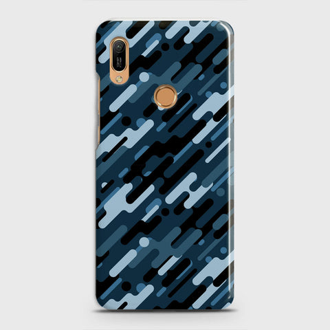 Huawei Y6 Prime 2019 Cover - Camo Series 3 - Black & Blue Design - Matte Finish - Snap On Hard Case with LifeTime Colors Guarantee
