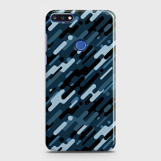 Honor 7A Cover - Camo Series 3 - Black & Blue Design - Matte Finish - Snap On Hard Case with LifeTime Colors Guarantee