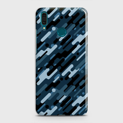 Huawei Y7 2019 Cover - Camo Series 3 - Black & Blue Design - Matte Finish - Snap On Hard Case with LifeTime Colors Guarantee