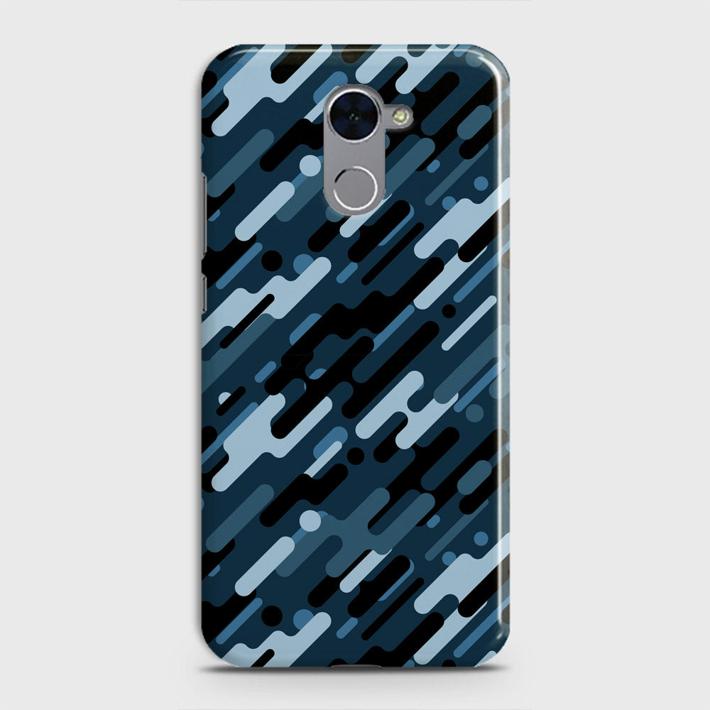 Huawei Y7 Prime  Cover - Camo Series 3 - Black & Blue Design - Matte Finish - Snap On Hard Case with LifeTime Colors Guarantee