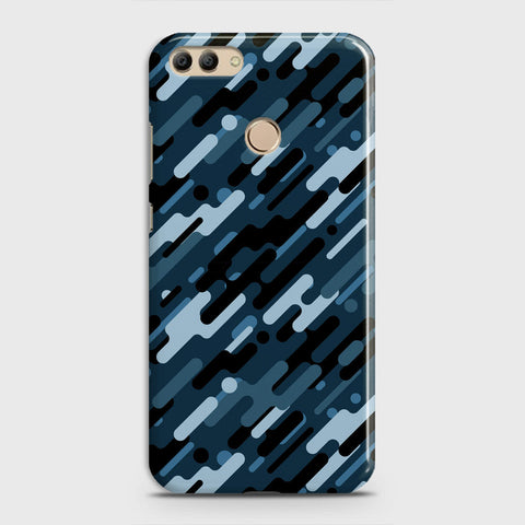 Huawei Y9 2018 Cover - Camo Series 3 - Black & Blue Design - Matte Finish - Snap On Hard Case with LifeTime Colors Guarantee