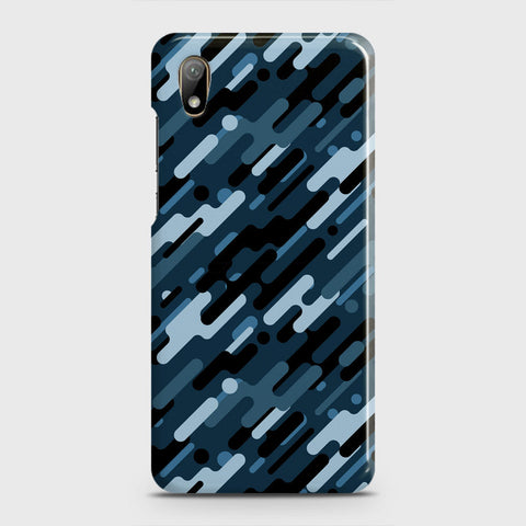 Huawei Y5 2019 Cover - Camo Series 3 - Black & Blue Design - Matte Finish - Snap On Hard Case with LifeTime Colors Guarantee