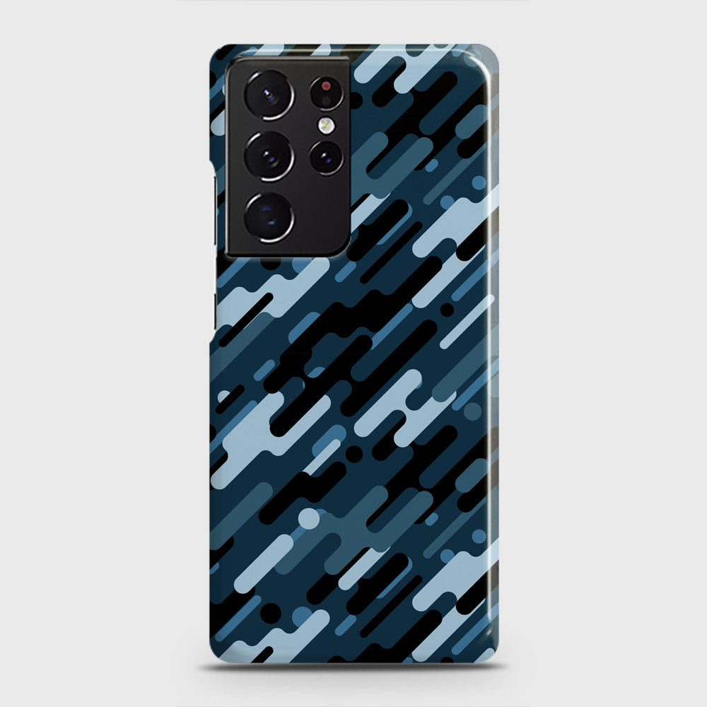 Samsung Galaxy S21 Ultra 5G Cover - Camo Series 3 - Black & Blue Design - Matte Finish - Snap On Hard Case with LifeTime Colors Guarantee