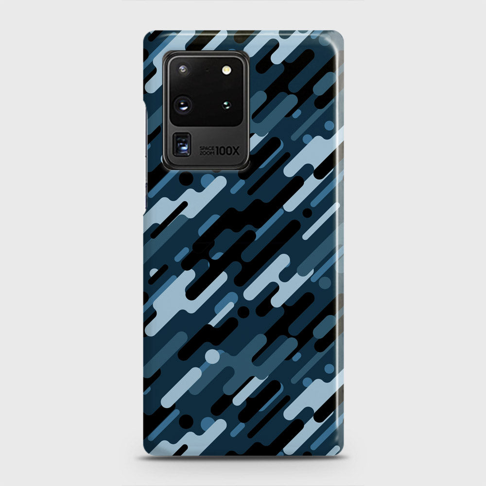 Samsung Galaxy S20 Ultra Cover - Camo Series 3 - Black & Blue Design - Matte Finish - Snap On Hard Case with LifeTime Colors Guarantee