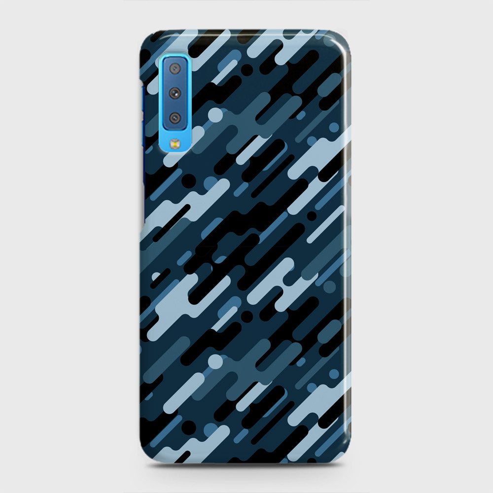 Samsung Galaxy A7 2018 Cover - Camo Series 3 - Black & Blue Design - Matte Finish - Snap On Hard Case with LifeTime Colors Guarantee