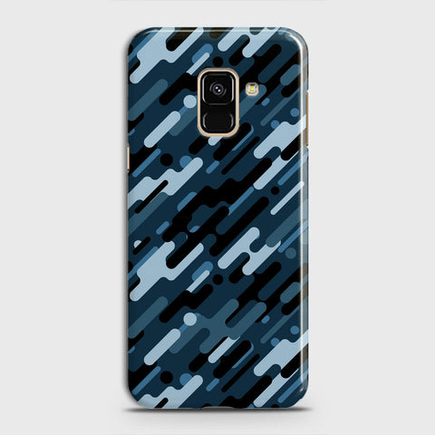 Samsung Galaxy A8 2018 Cover - Camo Series 3 - Black & Blue Design - Matte Finish - Snap On Hard Case with LifeTime Colors Guarantee
