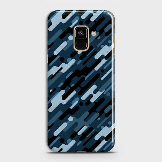 Samsung Galaxy A8 Plus 2018 Cover - Camo Series 3 - Black & Blue Design - Matte Finish - Snap On Hard Case with LifeTime Colors Guarantee