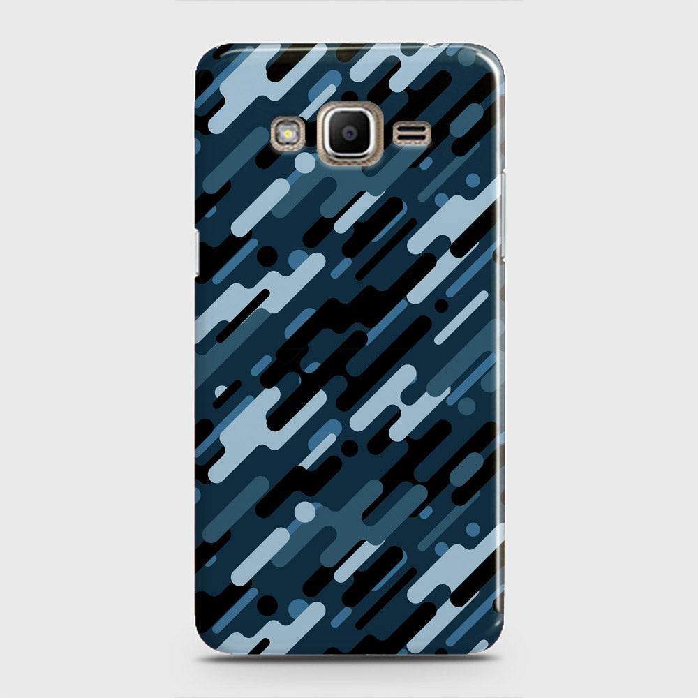 Samsung Galaxy J7 Core Cover - Camo Series 3 - Black & Blue Design - Matte Finish - Snap On Hard Case with LifeTime Colors Guarantee