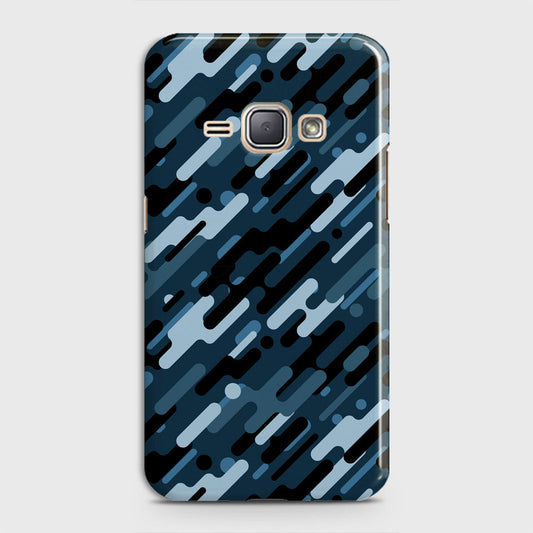 Samsung Galaxy J1 2016 / J120 Cover - Camo Series 3 - Black & Blue Design - Matte Finish - Snap On Hard Case with LifeTime Colors Guarantee
