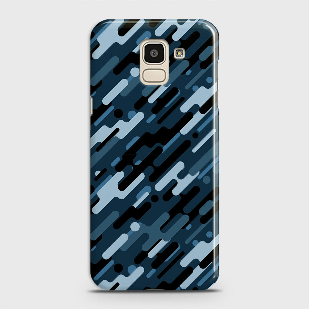 Samsung Galaxy J6 2018 Cover - Camo Series 3 - Black & Blue Design - Matte Finish - Snap On Hard Case with LifeTime Colors Guarantee