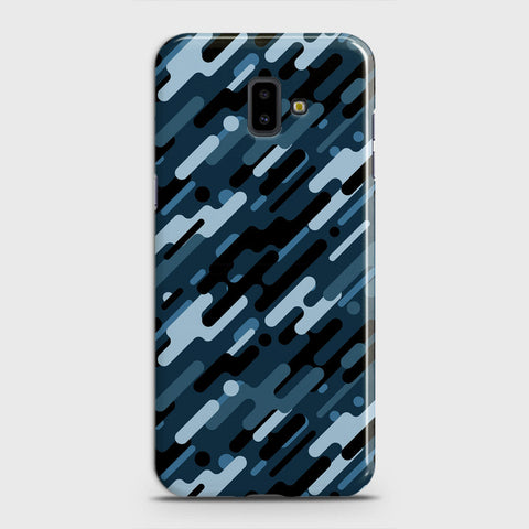 Samsung Galaxy J6 Plus 2018 Cover - Camo Series 3 - Black & Blue Design - Matte Finish - Snap On Hard Case with LifeTime Colors Guarantee