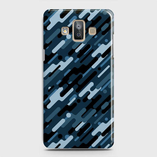 Samsung Galaxy J7 Duo Cover - Camo Series 3 - Black & Blue Design - Matte Finish - Snap On Hard Case with LifeTime Colors Guarantee