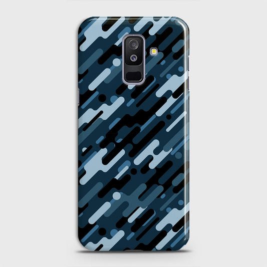 Samsung Galaxy J8 2018 Cover - Camo Series 3 - Black & Blue Design - Matte Finish - Snap On Hard Case with LifeTime Colors Guarantee