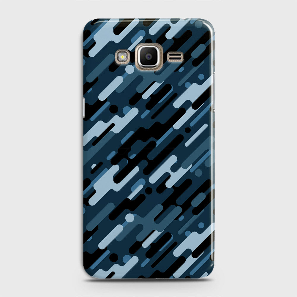 Samsung Galaxy J7 2015 Cover - Camo Series 3 - Black & Blue Design - Matte Finish - Snap On Hard Case with LifeTime Colors Guarantee