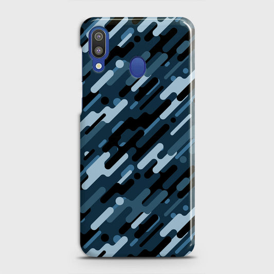 Samsung Galaxy M20 Cover - Camo Series 3 - Black & Blue Design - Matte Finish - Snap On Hard Case with LifeTime Colors Guarantee