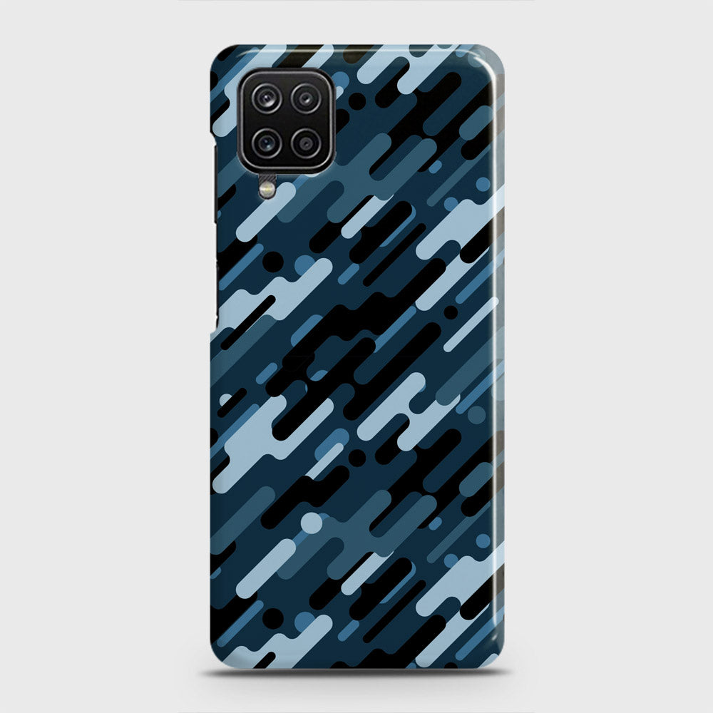 Samsung Galaxy A12 Cover - Camo Series 3 - Black & Blue Design - Matte Finish - Snap On Hard Case with LifeTime Colors Guarantee