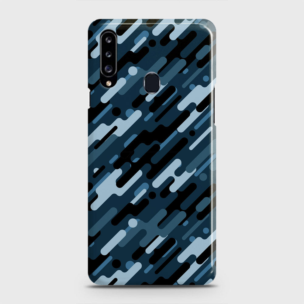 Samsung Galaxy A20s Cover - Camo Series 3 - Black & Blue Design - Matte Finish - Snap On Hard Case with LifeTime Colors Guarantee