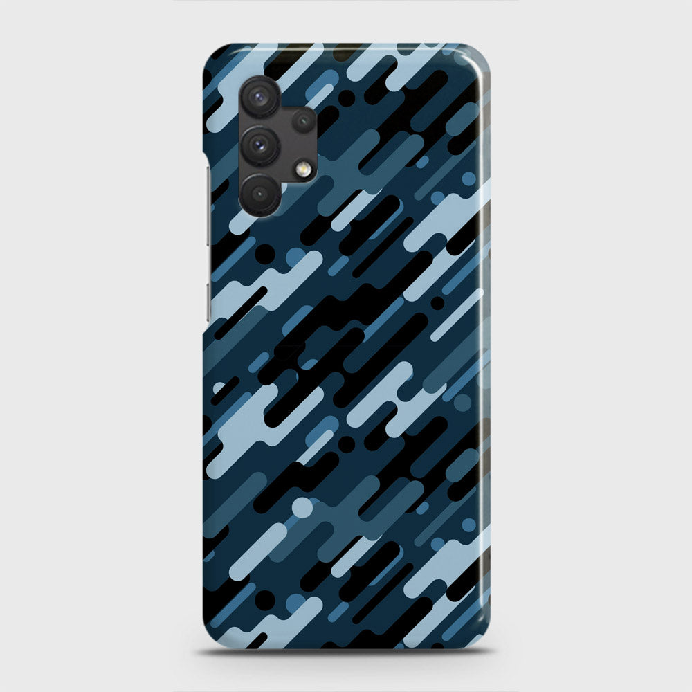 Samsung Galaxy A32 Cover - Camo Series 3 - Black & Blue Design - Matte Finish - Snap On Hard Case with LifeTime Colors Guarantee