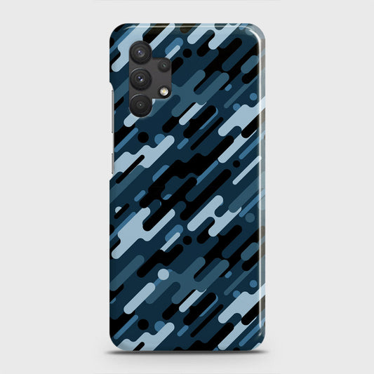 Samsung Galaxy A32 Cover - Camo Series 3 - Black & Blue Design - Matte Finish - Snap On Hard Case with LifeTime Colors Guarantee