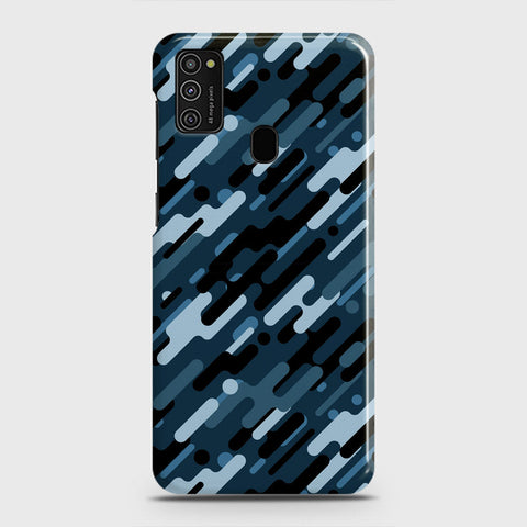 Samsung Galaxy M21 Cover - Camo Series 3 - Black & Blue Design - Matte Finish - Snap On Hard Case with LifeTime Colors Guarantee