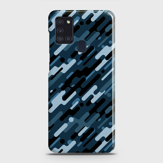 Samsung Galaxy A21s Cover - Camo Series 3 - Black & Blue Design - Matte Finish - Snap On Hard Case with LifeTime Colors Guarantee