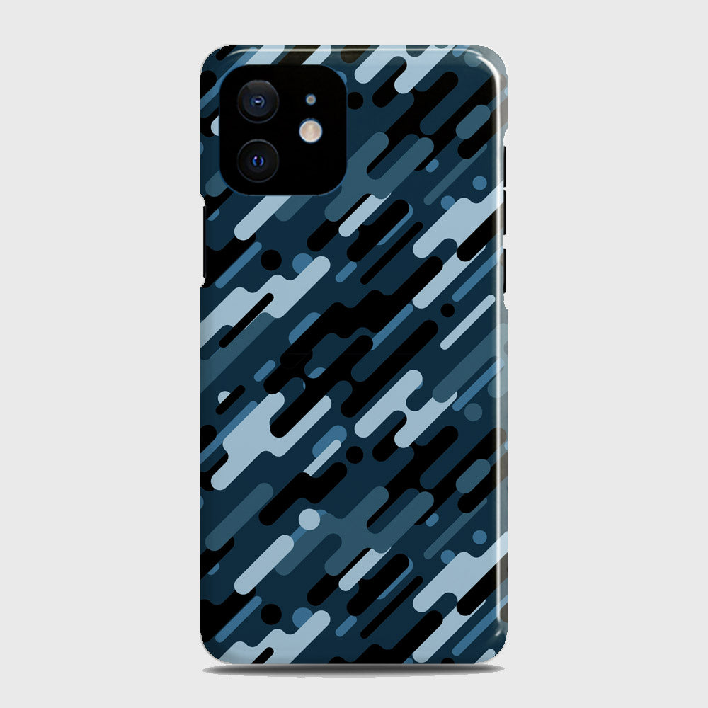 iPhone 12 Mini Cover - Camo Series 3 - Black & Blue Design - Matte Finish - Snap On Hard Case with LifeTime Colors Guarantee