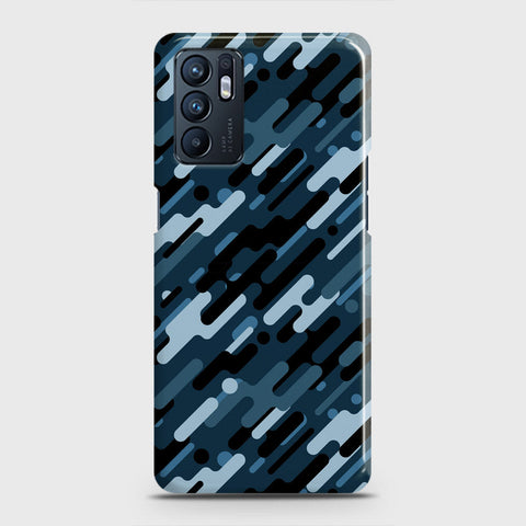 Oppo Reno 6 Cover - Camo Series 3 - Black & Blue Design - Matte Finish - Snap On Hard Case with LifeTime Colors Guarantee