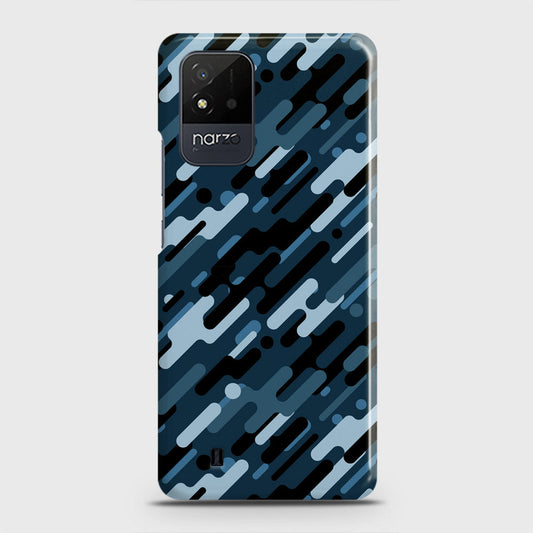 Realme Narzo 50i Cover - Camo Series 3 - Black & Blue Design - Matte Finish - Snap On Hard Case with LifeTime Colors Guarantee