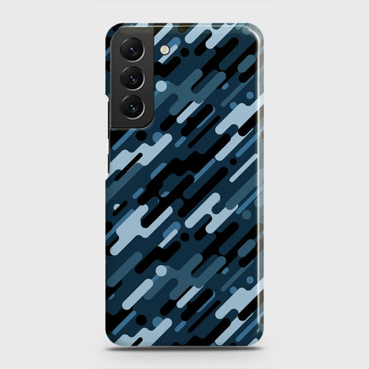 Samsung Galaxy S22 5G Cover - Camo Series 3 - Black & Blue Design - Matte Finish - Snap On Hard Case with LifeTime Colors Guarantee