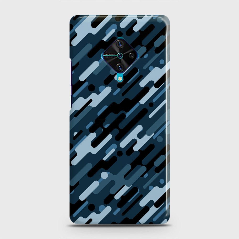 Vivo S1 Pro  Cover - Camo Series 3 - Black & Blue Design - Matte Finish - Snap On Hard Case with LifeTime Colors Guarantee