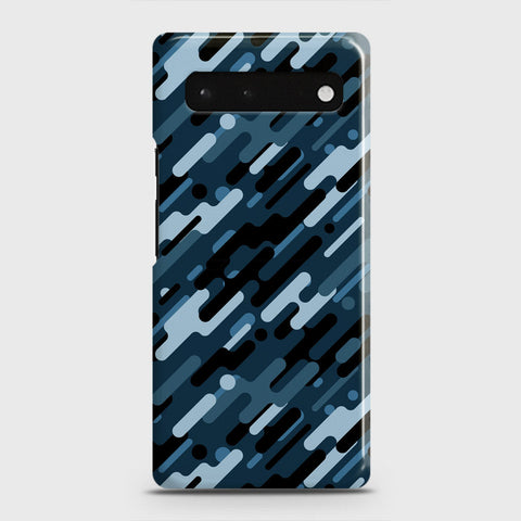 Google Pixel 6 Cover - Camo Series 3 - Black & Blue Design - Matte Finish - Snap On Hard Case with LifeTime Colors Guarantee
