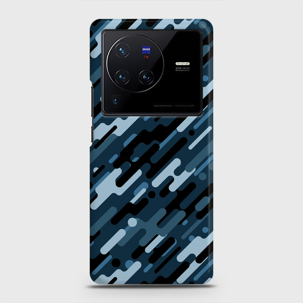 Vivo X80 Cover - Camo Series 3 - Black & Blue Design - Matte Finish - Snap On Hard Case with LifeTime Colors Guarantee