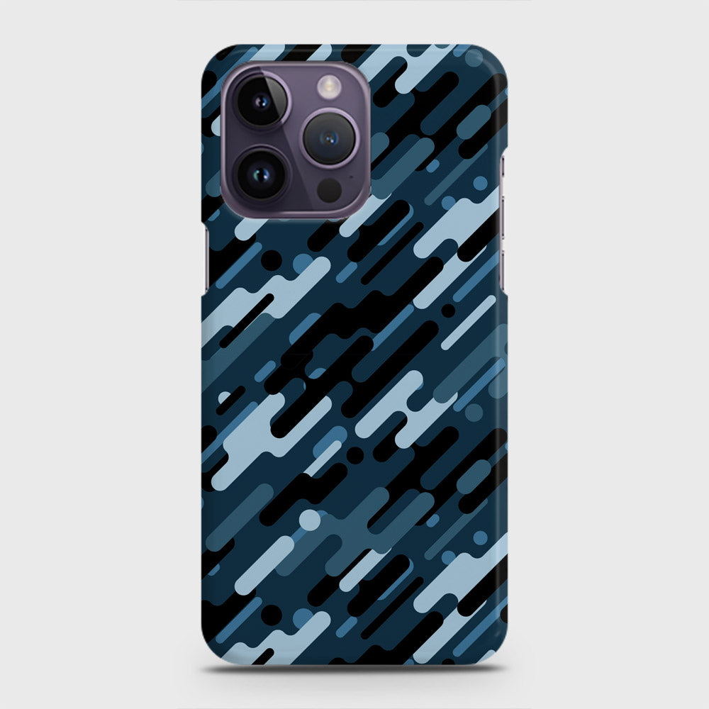iPhone 14 Pro Cover - Camo Series 3 - Black & Blue Design - Matte Finish - Snap On Hard Case with LifeTime Colors Guarantee