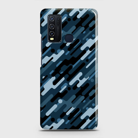 Vivo Y50  Cover - Camo Series 3 - Black & Blue Design - Matte Finish - Snap On Hard Case with LifeTime Colors Guarantee