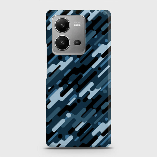 Vivo V25 Cover - Camo Series 3 - Black & Blue Design - Matte Finish - Snap On Hard Case with LifeTime Colors Guarantee