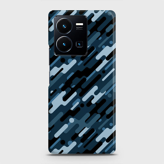 Vivo Y35 Cover - Camo Series 3 - Black & Blue Design - Matte Finish - Snap On Hard Case with LifeTime Colors Guarantee