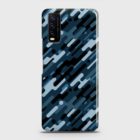 Vivo Y20A  Cover - Camo Series 3 - Black & Blue Design - Matte Finish - Snap On Hard Case with LifeTime Colors Guarantee