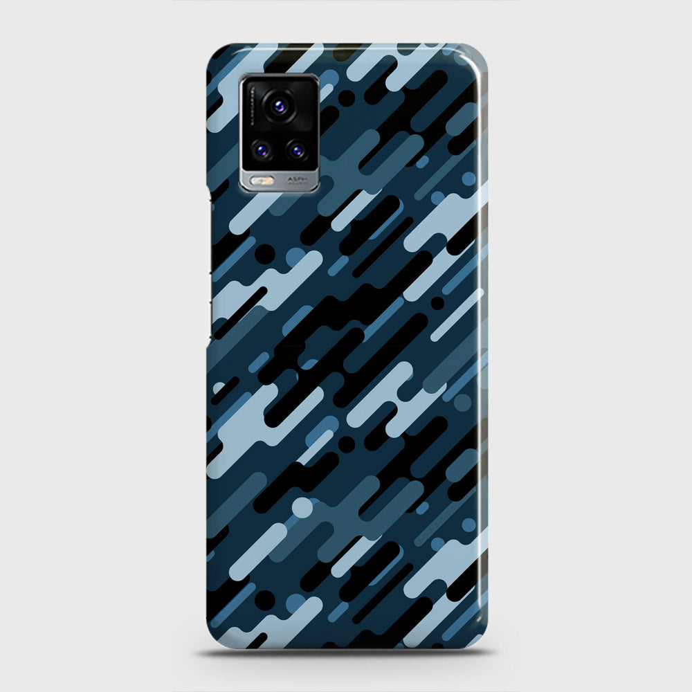 Vivo V20  Cover - Camo Series 3 - Black & Blue Design - Matte Finish - Snap On Hard Case with LifeTime Colors Guarantee