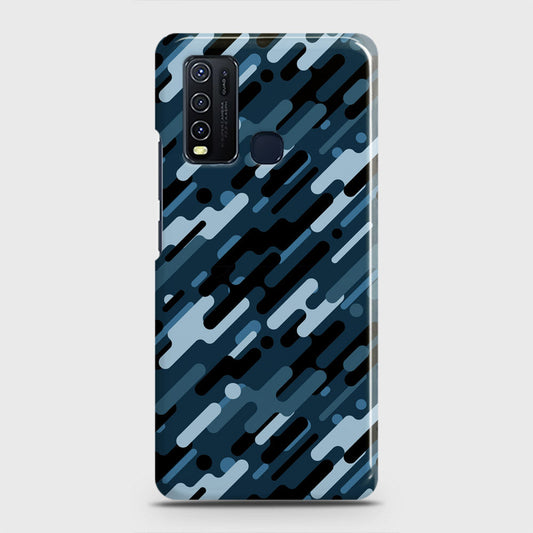 Vivo Y30  Cover - Camo Series 3 - Black & Blue Design - Matte Finish - Snap On Hard Case with LifeTime Colors Guarantee