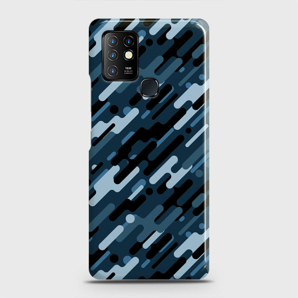 Infinix Hot 10 Cover - Camo Series 3 - Black & Blue Design - Matte Finish - Snap On Hard Case with LifeTime Colors Guarantee