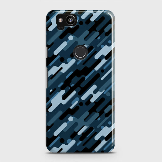 Google Pixel 2 Cover - Camo Series 3 - Black & Blue Design - Matte Finish - Snap On Hard Case with LifeTime Colors Guarantee
