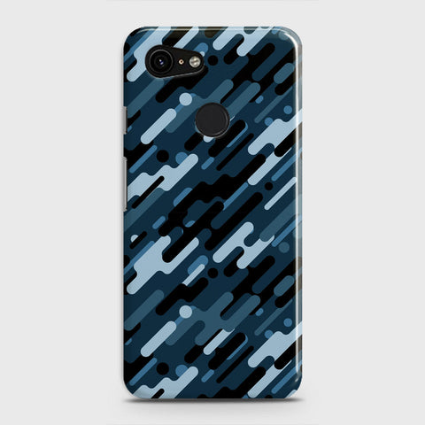 Google Pixel 3 Cover - Camo Series 3 - Black & Blue Design - Matte Finish - Snap On Hard Case with LifeTime Colors Guarantee