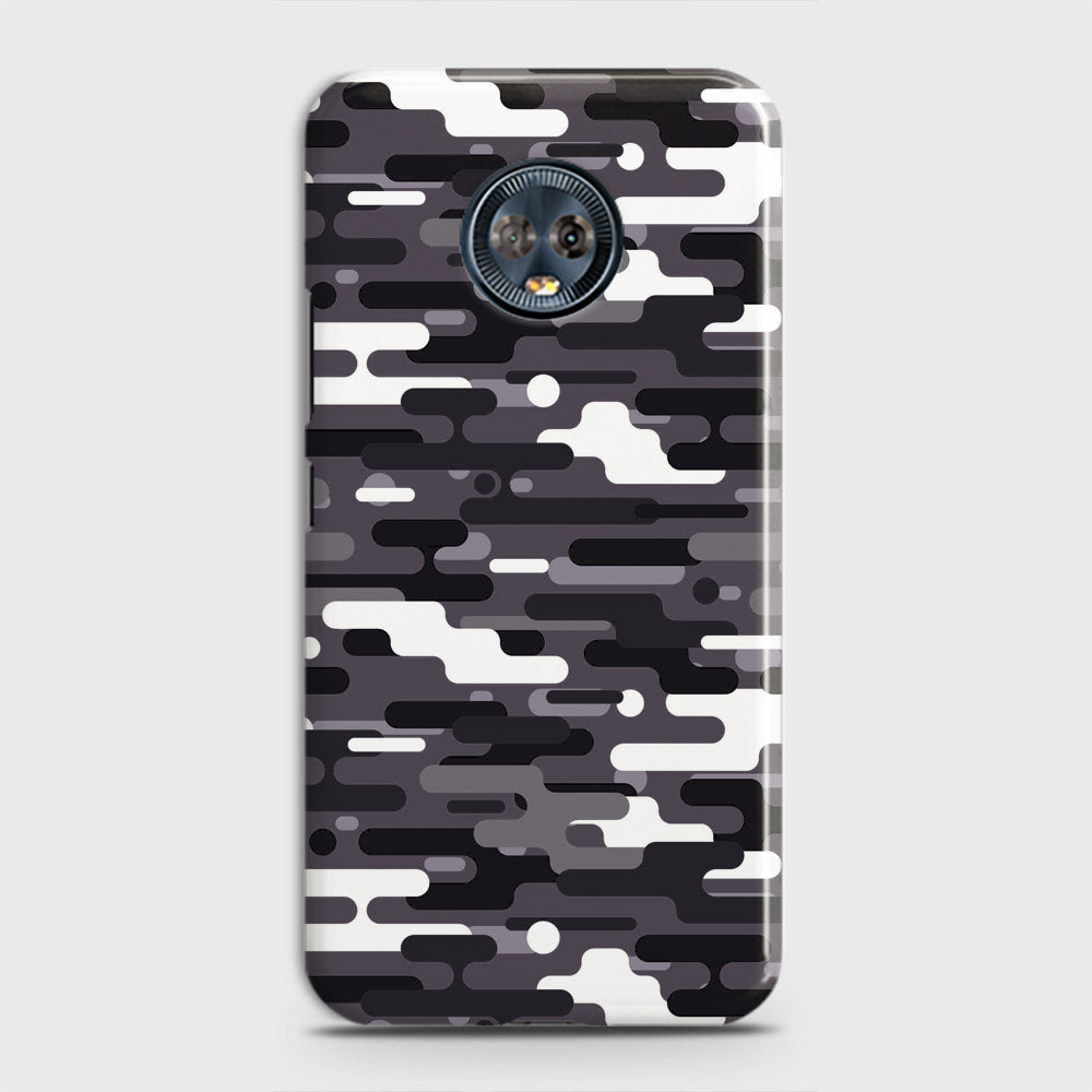 Motorola Moto G6 Plus Cover - Camo Series 2 - Black & White Design - Matte Finish - Snap On Hard Case with LifeTime Colors Guarantee