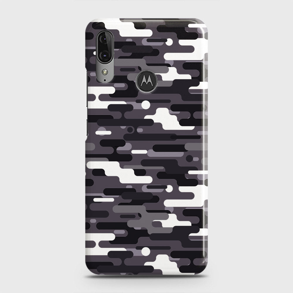 Motorola Moto E6 Plus Cover - Camo Series 2 - Black & White Design - Matte Finish - Snap On Hard Case with LifeTime Colors Guarantee