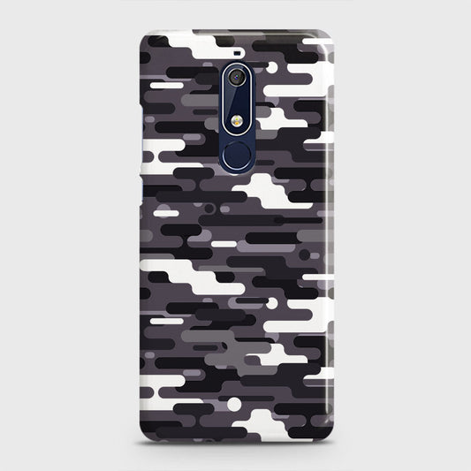 Nokia 5.1 Cover - Camo Series 2 - Black & White Design - Matte Finish - Snap On Hard Case with LifeTime Colors Guarantee