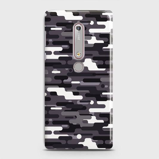 Nokia 6.1 Cover - Camo Series 2 - Black & White Design - Matte Finish - Snap On Hard Case with LifeTime Colors Guarantee