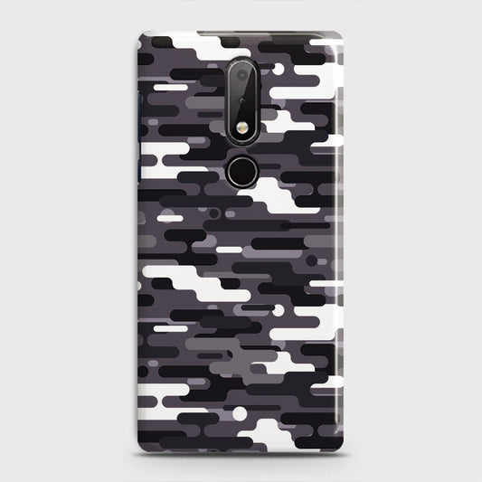 Nokia 6.1 Plus Cover - Camo Series 2 - Black & White Design - Matte Finish - Snap On Hard Case with LifeTime Colors Guarantee