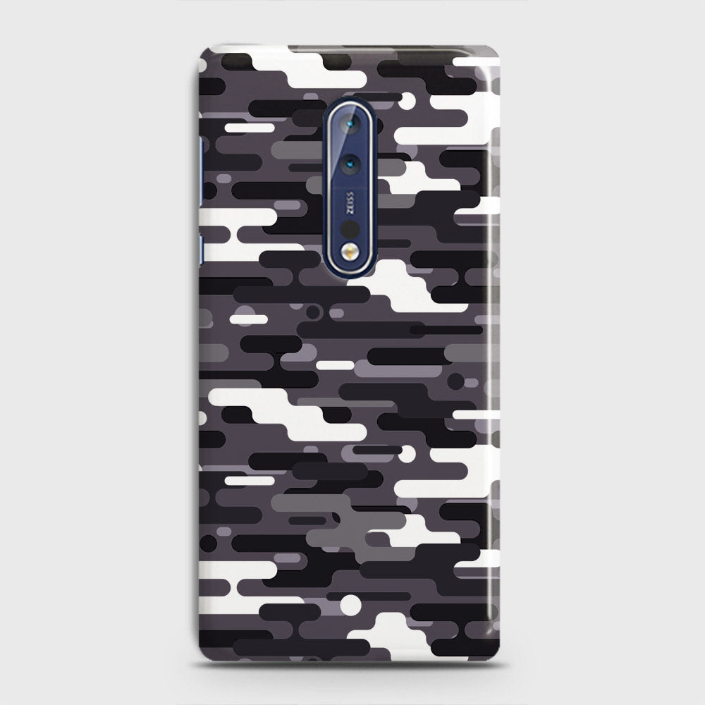 Nokia 8 Cover - Camo Series 2 - Black & White Design - Matte Finish - Snap On Hard Case with LifeTime Colors Guarantee