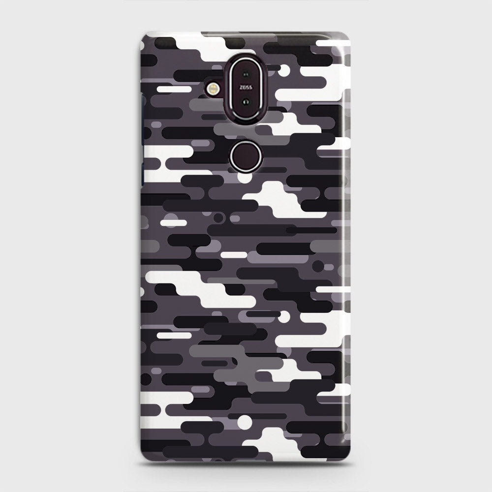 Nokia 8.1 Cover - Camo Series 2 - Black & White Design - Matte Finish - Snap On Hard Case with LifeTime Colors Guarantee